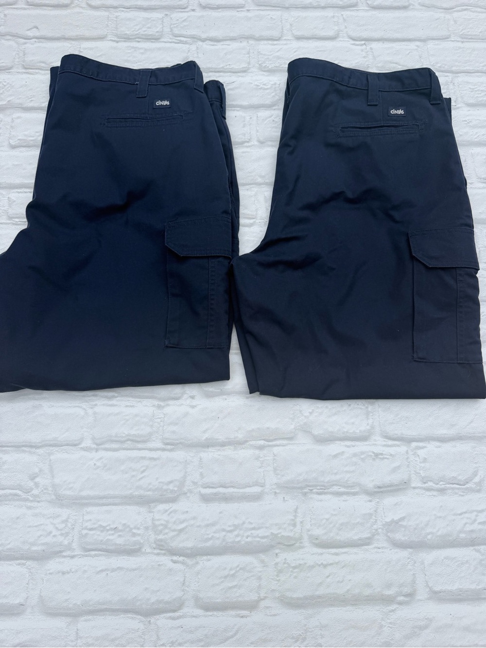 Bundle of 2 Cintas Men’s Navy Cargo Pants Comfort Flex Uniform Work Pants 42X30